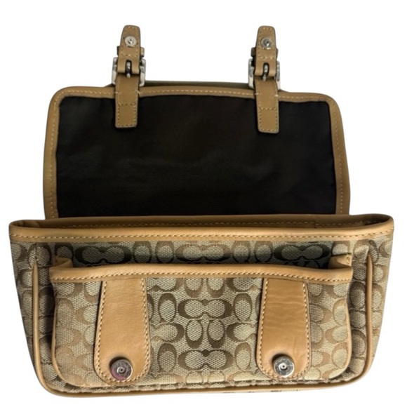 Coach Vintage Y2K Signature Jacquard Belt Bag Crossbody Tan Leather w Dust Bag - Picture 7 of 10